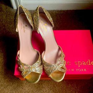New Gold Sparkle Kate Spade Shoes.